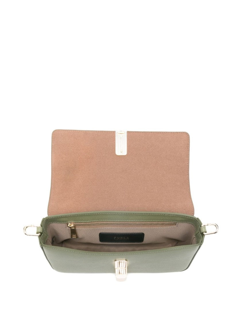 Furla Structured Green Leather Crossbody Bag