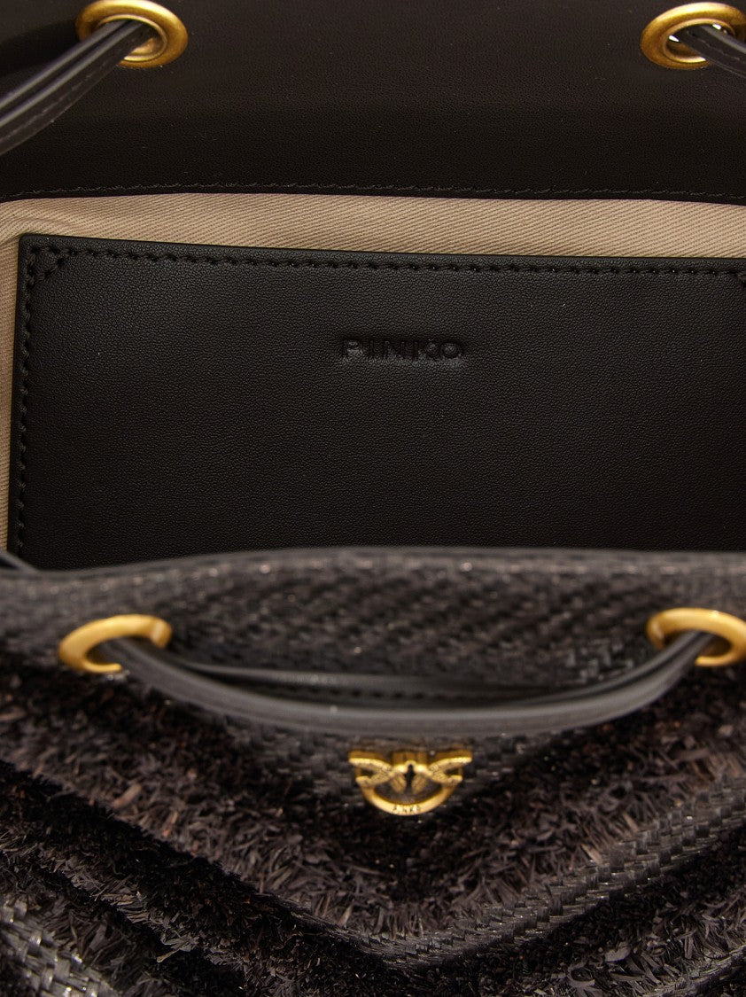 Pinko Raffia Mini Bucket Bag