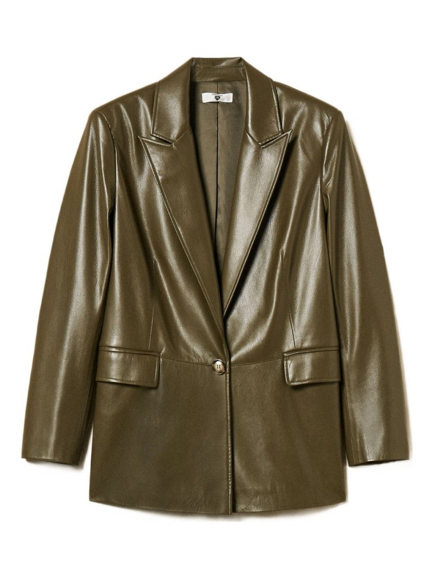 Twinset U&B Tailored Green Jacket With Structured Silhouette