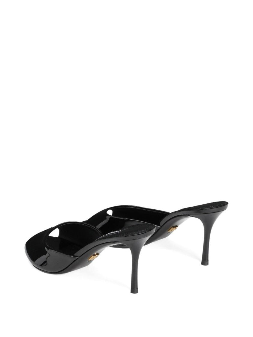 Dolce & Gabbana Open-Toe Black Patent Leather Sandals
