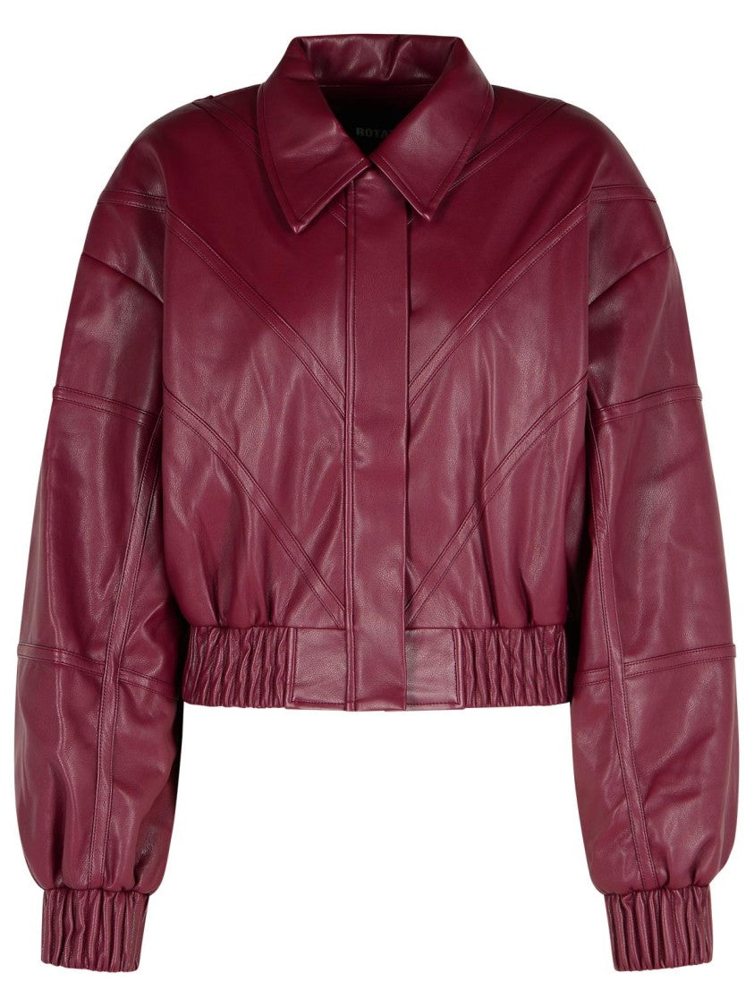 Rotate Burgundy Polyester Bomber Jacket