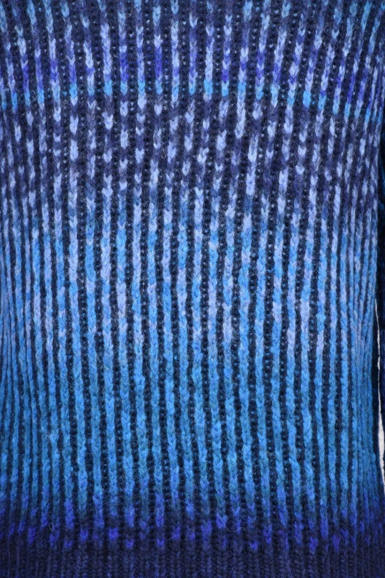 Dondup Wool Alpaca Zip Mock Neck Sweater - Blue/Light Blue