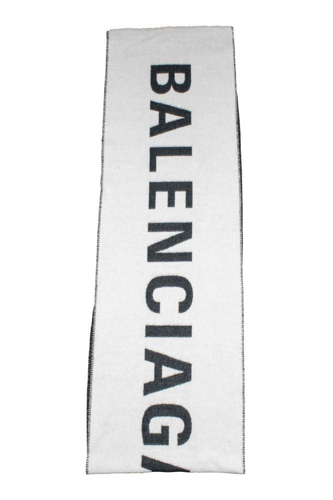 Balenciaga Reversible Two-Tone Macro Scarf With Contrasting Logo