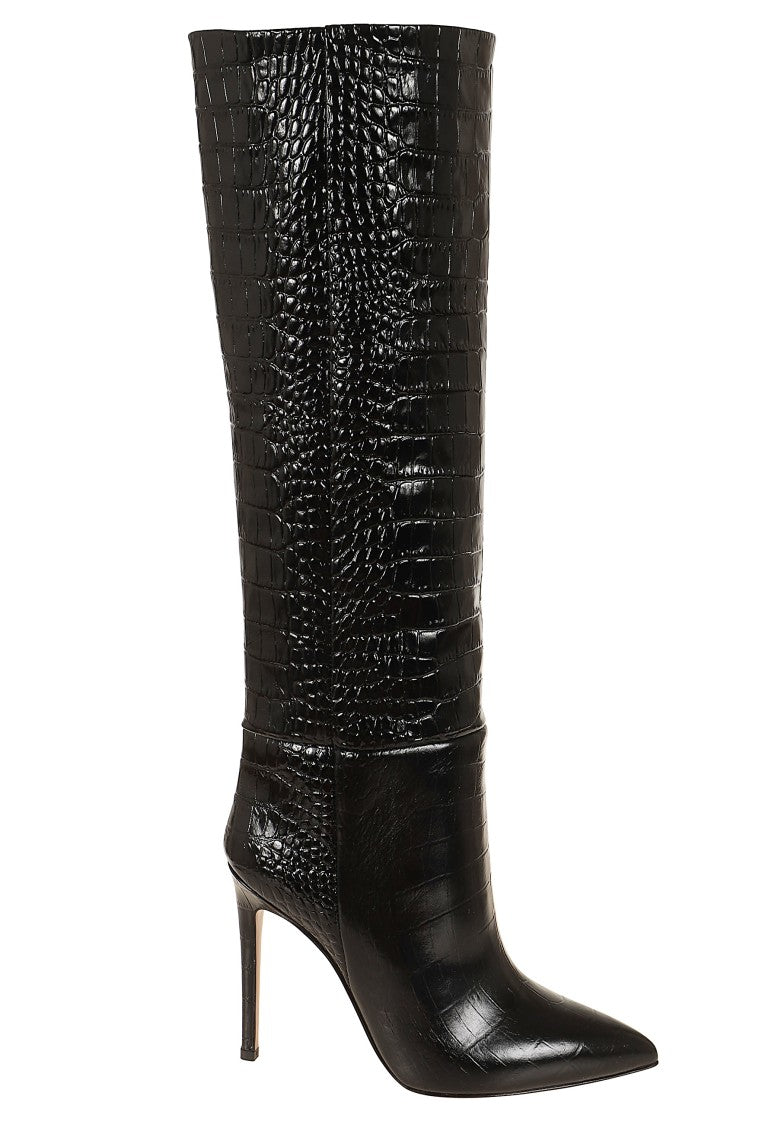 Paris Texas Crocodile-Effect Leather Pointed-Toe Stiletto Boots