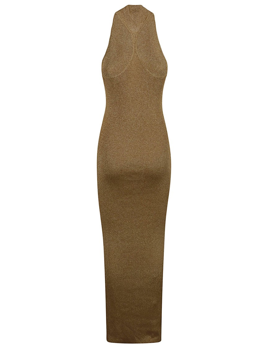 Saint Laurent Form-Fitting Maxi Dress With High Neckline