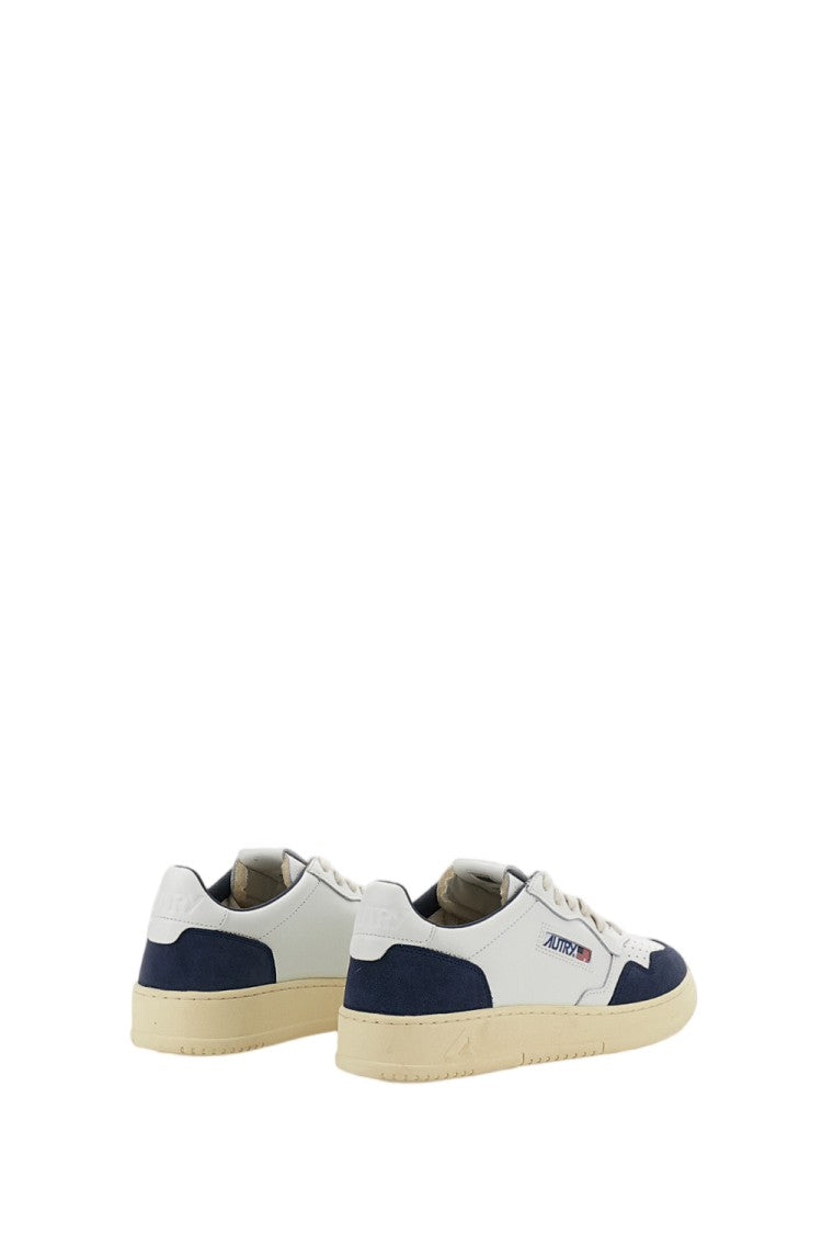 Autry White Blue Medalist Low Leather Suede Sneakers