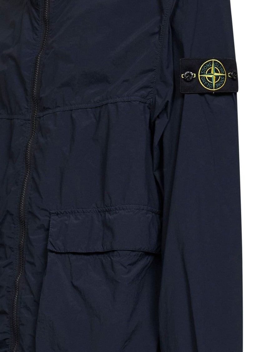 Stone Island Hooded Navy Blue Nylon Jacket