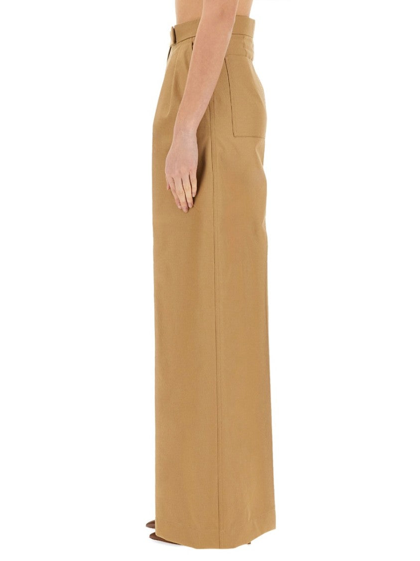 Max Mara Flowing High-Waist Wide Leg Pants Crafted From Cotton