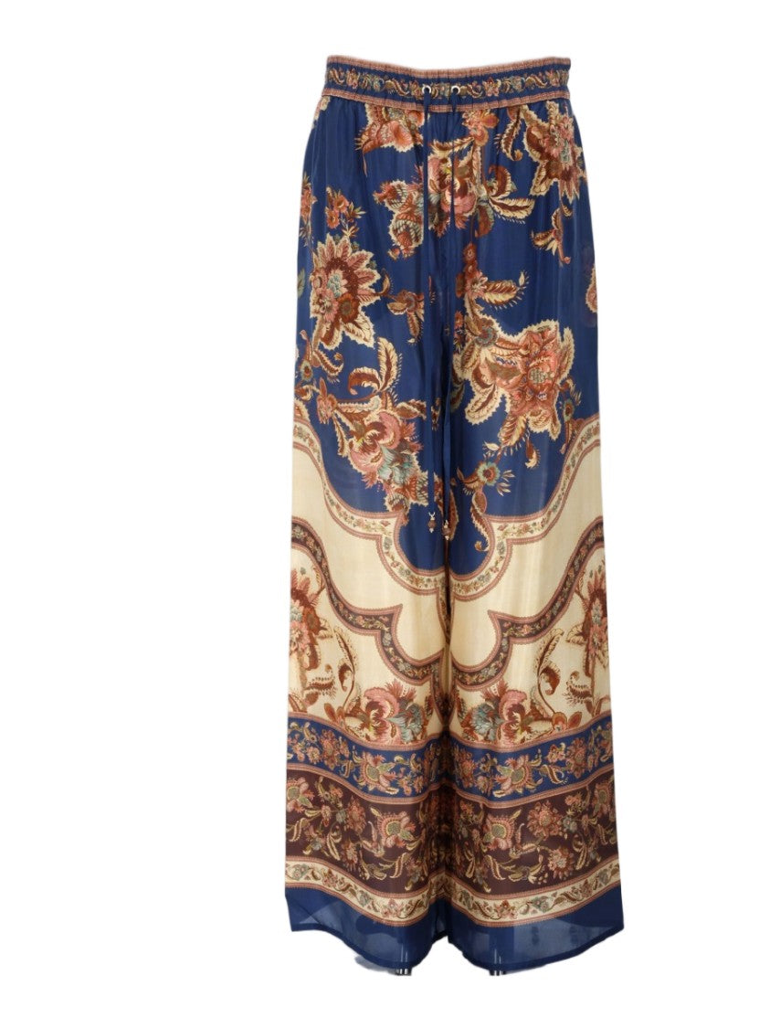 Zimmermann Wide-Leg Silk Pants With Intricate Floral Pattern