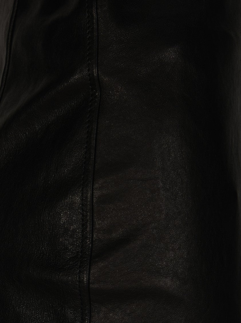 Diesel Asymmetrical Jagged Hem Leather Skirt