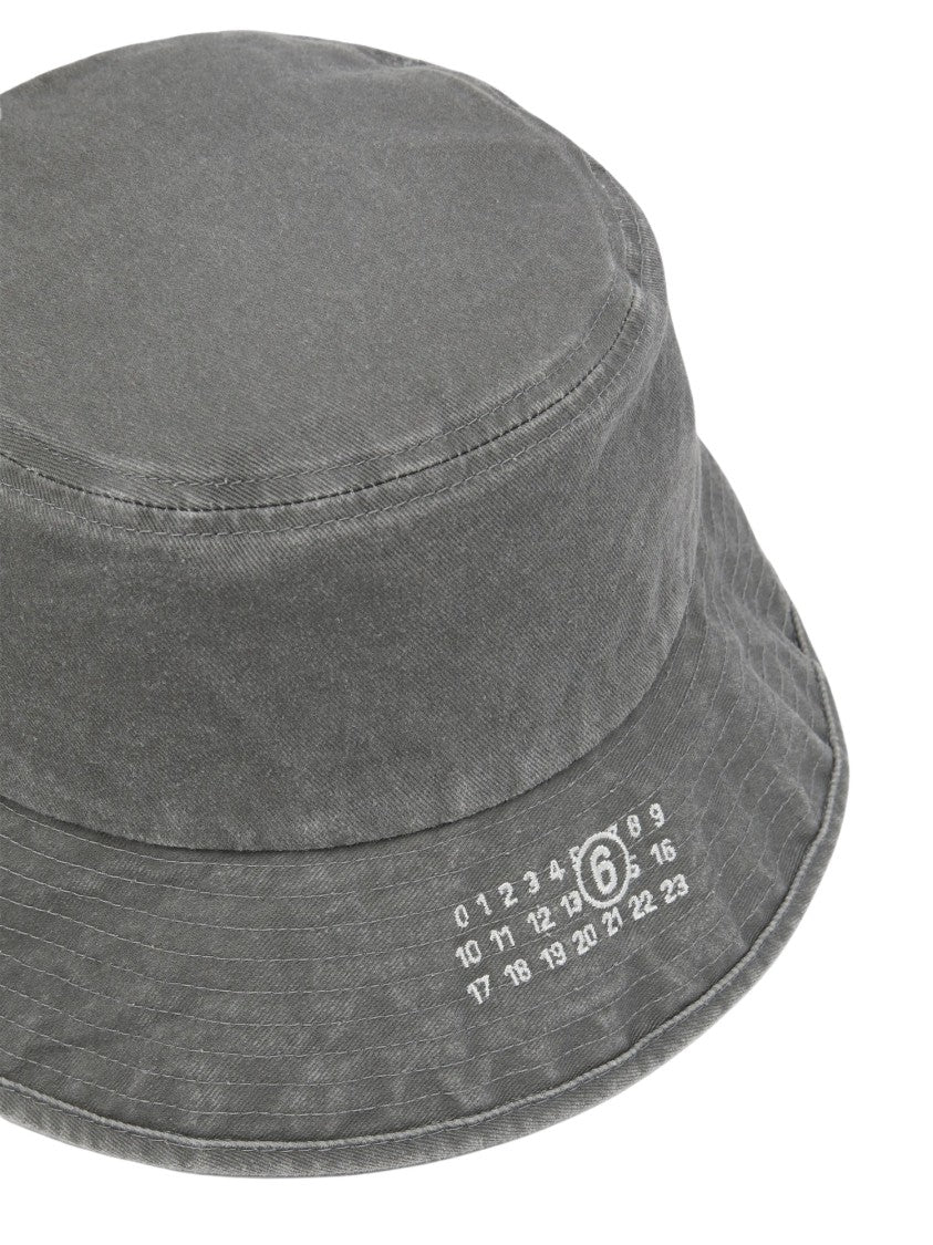 Mm6 By Maison Margiela Numeric Logo Washed Cotton Hat