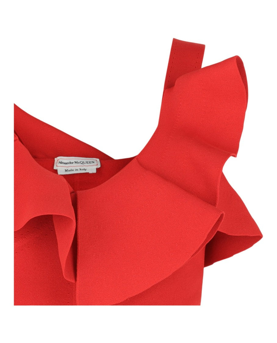 Alexander Mcqueen Ruffled Asymmetrical Cropped Top