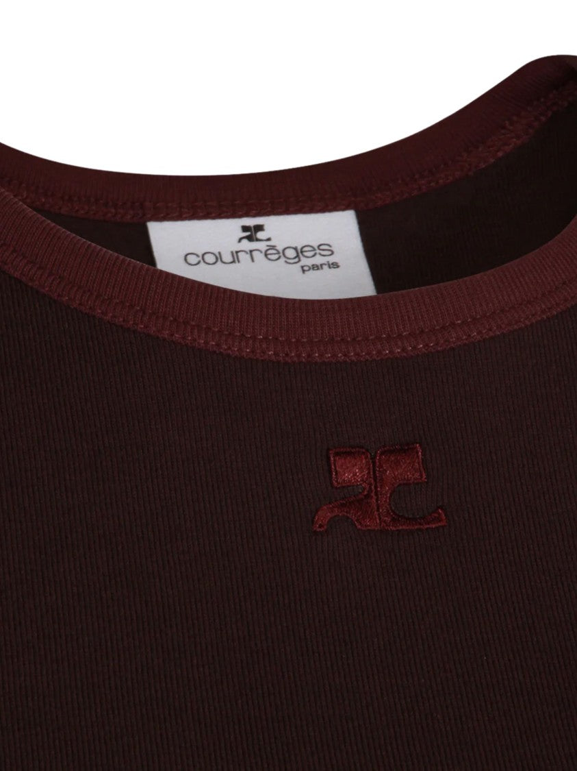 Courrèges Brown Cotton Logo T-Shirt