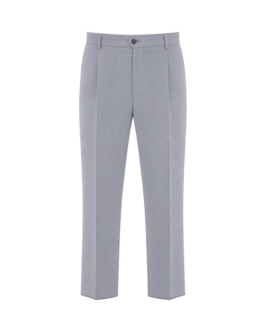L.B.M. 1911 Melange-Effect Flannel Tailored Trousers With Pressed Crease