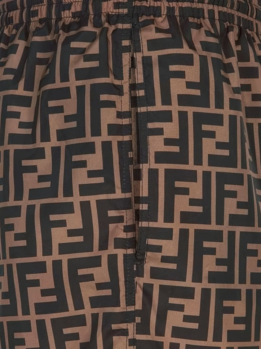 Fendi Geometric Pattern Shorts With Elastic Waistband