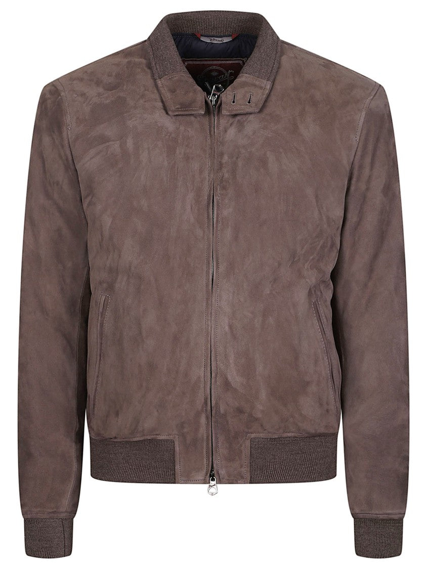 Stewart Nuvola Minimalistic Brown Leather Bomber Jacket