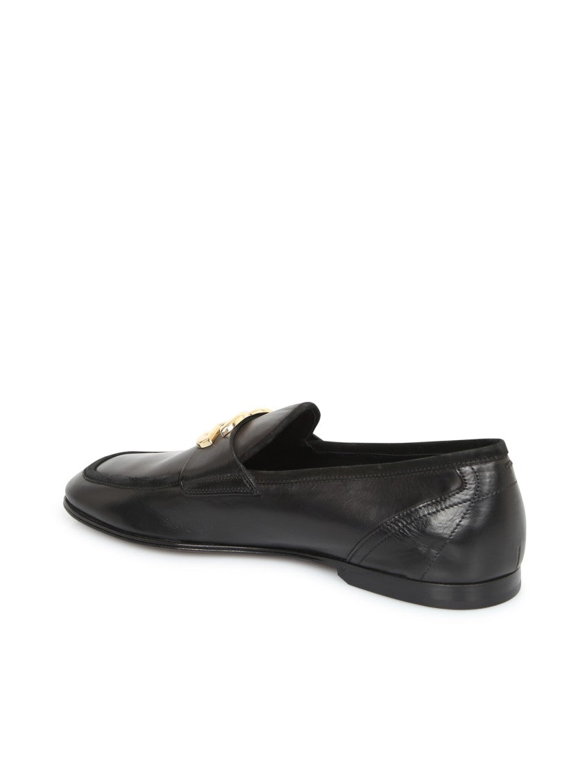 Dolce & Gabbana Black Calf Leather Loafers