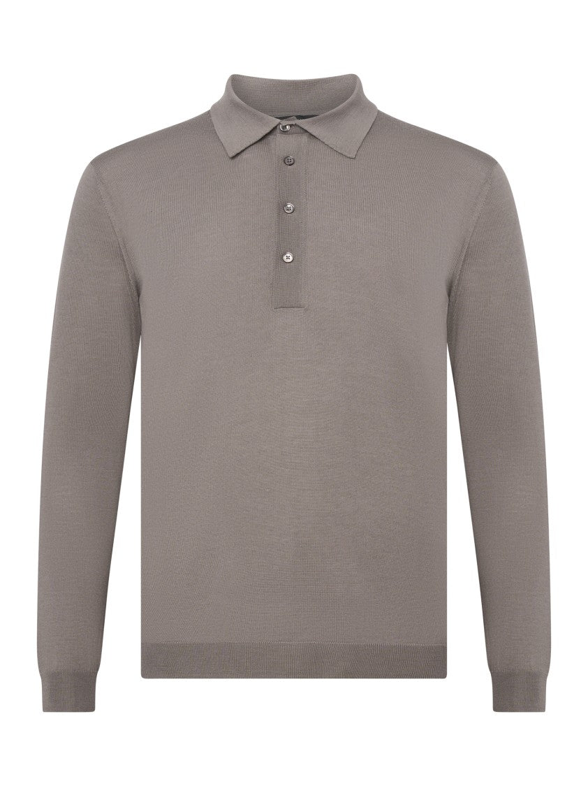 Low Brand Regular Fit Sweater With Ribbed Polo Collar