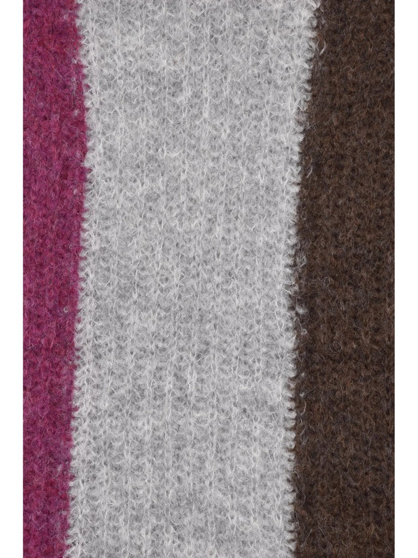 Thibault Van Der Straete Purple/Brown Color Block Alpaca-Blend Scarf