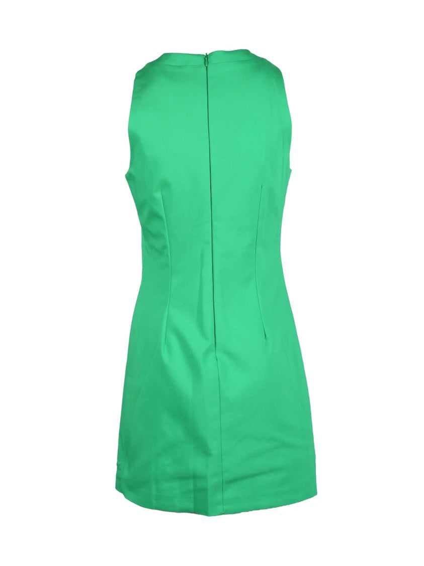 Revise Green Lace-Up Front Stretch Cotton Mini Dress