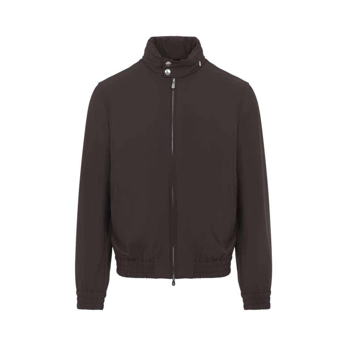 Brunello Cucinelli Tailored Brown Nylon Jacket With High Collar And