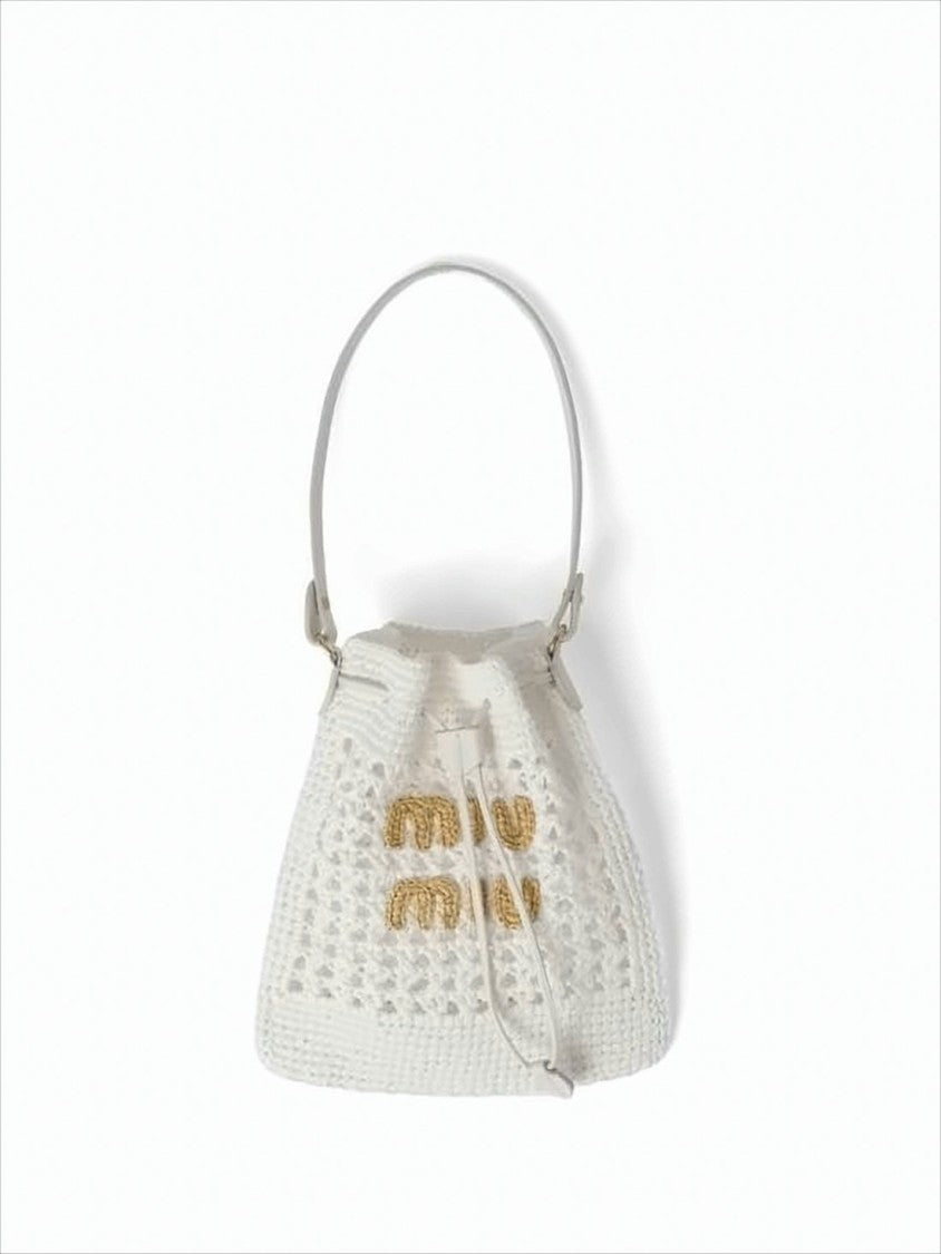 Miu Miu Structured White Crochet Tote Bag