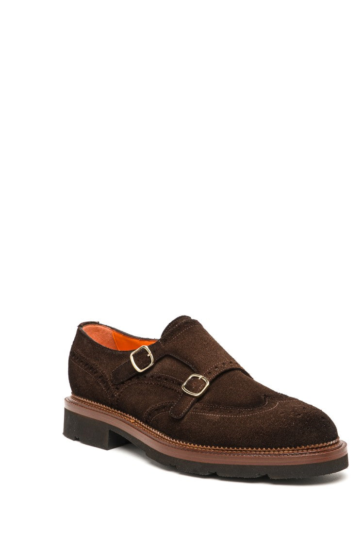 Santoni Double-Buckle Suede Shoes