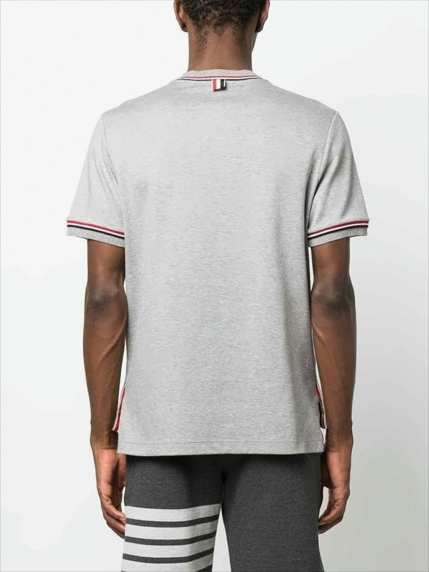 Thom Browne Light Grey Short-Sleeve T-Shirt With Ribbed Trims