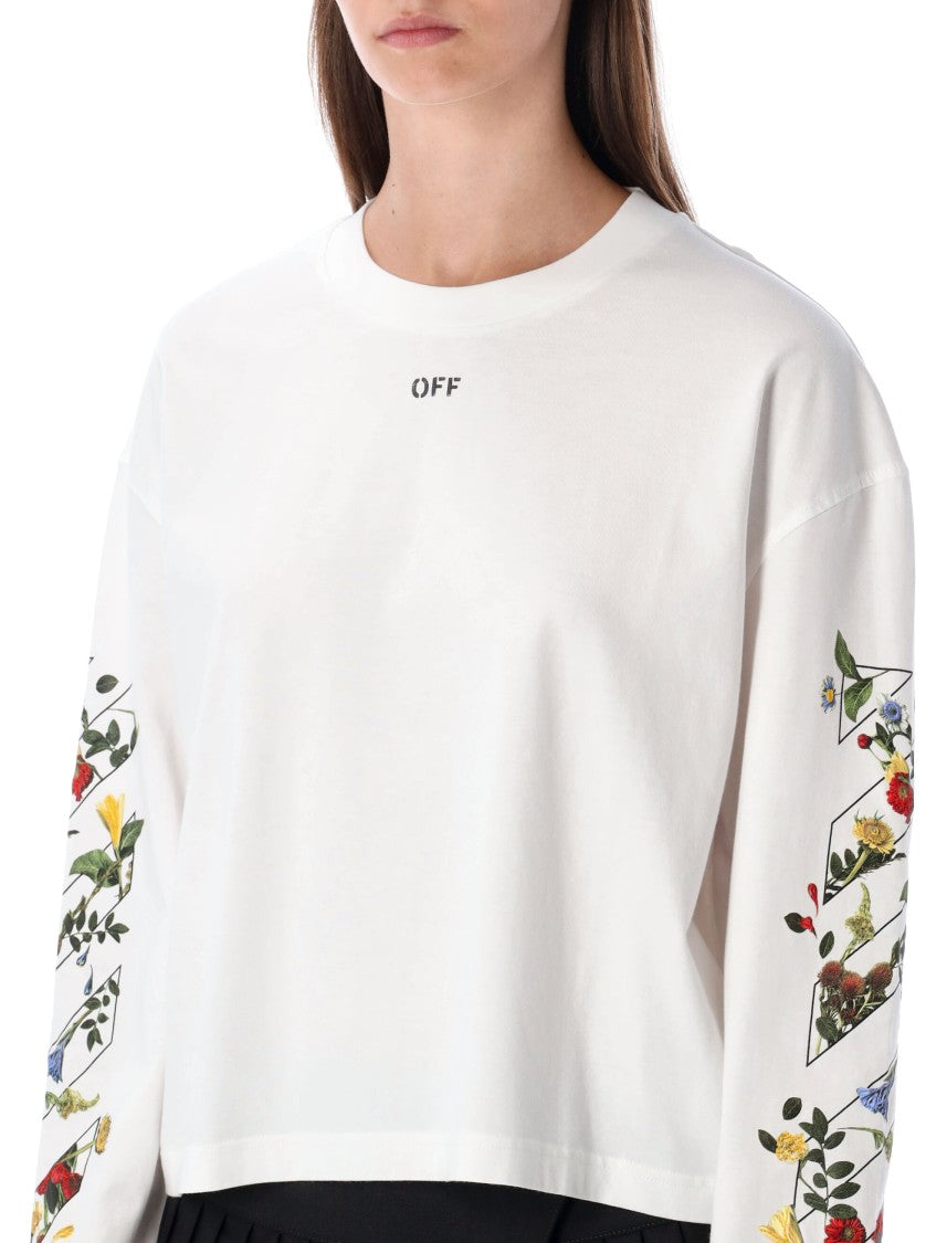 Off-White Embroidered Floral Arrow Long-Sleeve T-Shirt