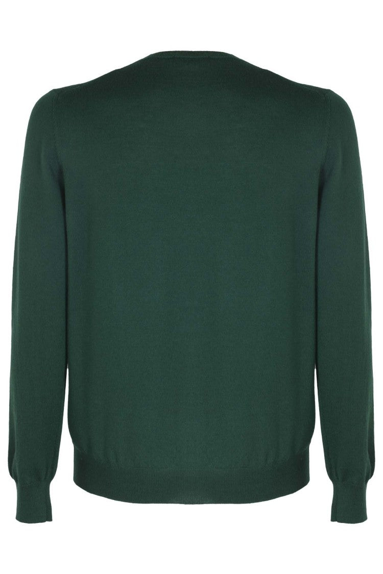 Fay Merino Wool Crew Neck Sweater In Verdant Green