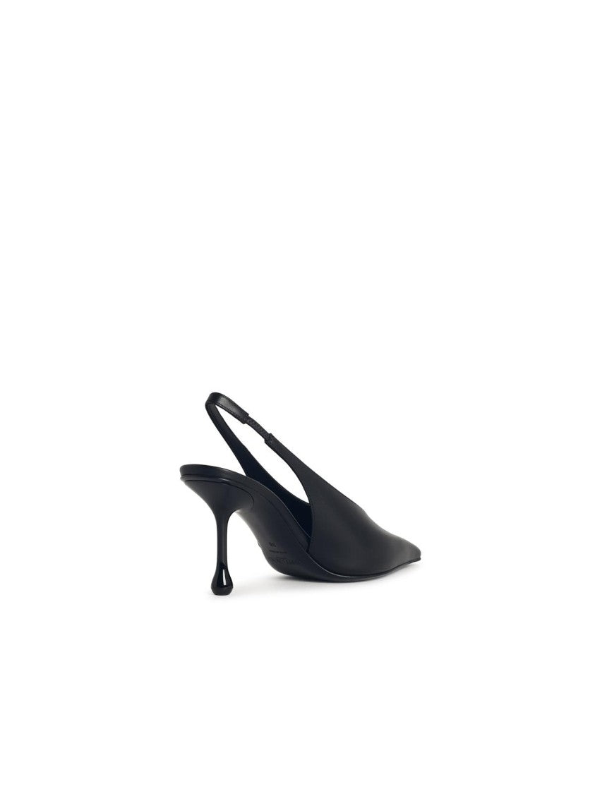 Jimmy Choo Isa 80' Black Leather Slingbacks