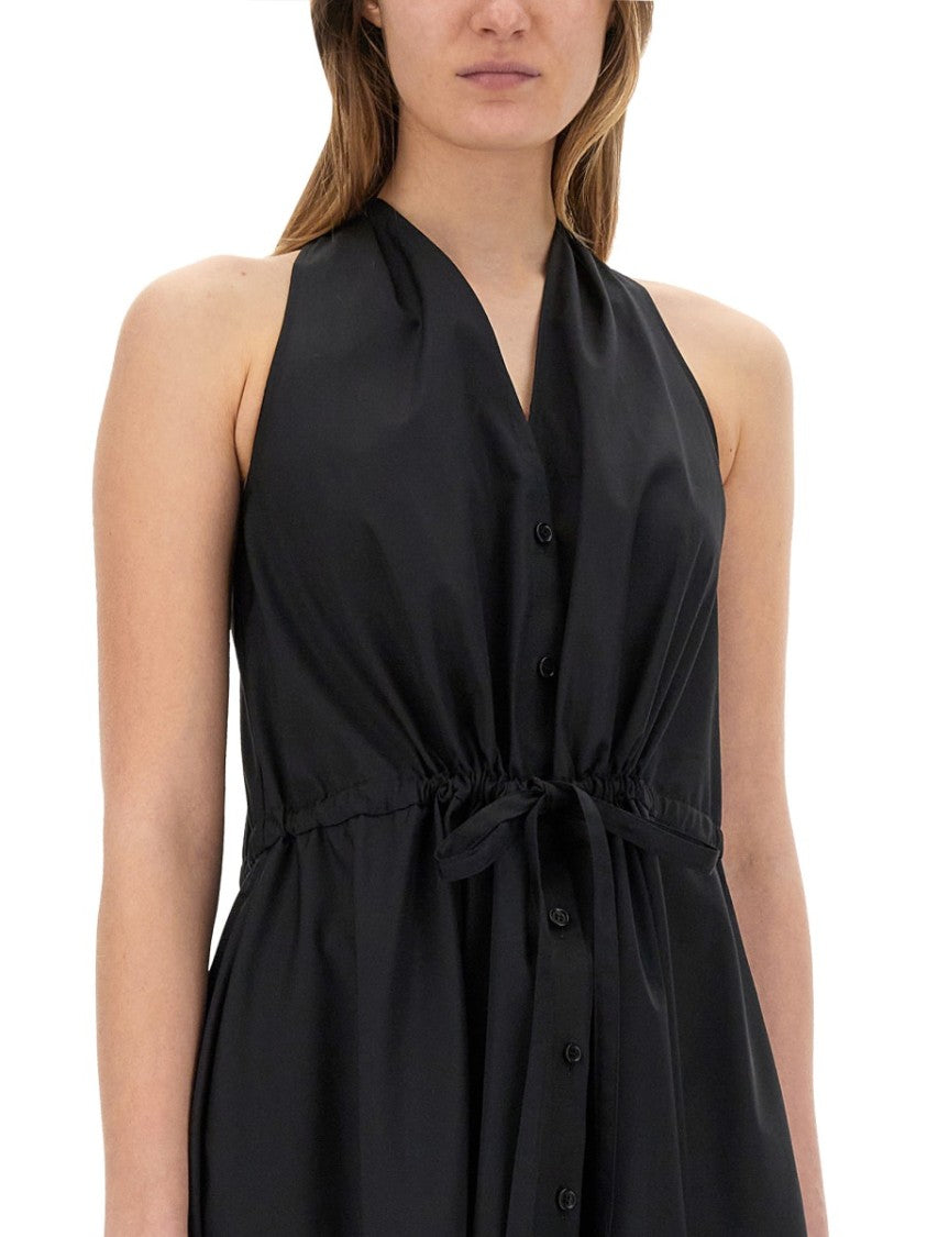 Aspesi Sleeveless Black Poplin Midi Dress