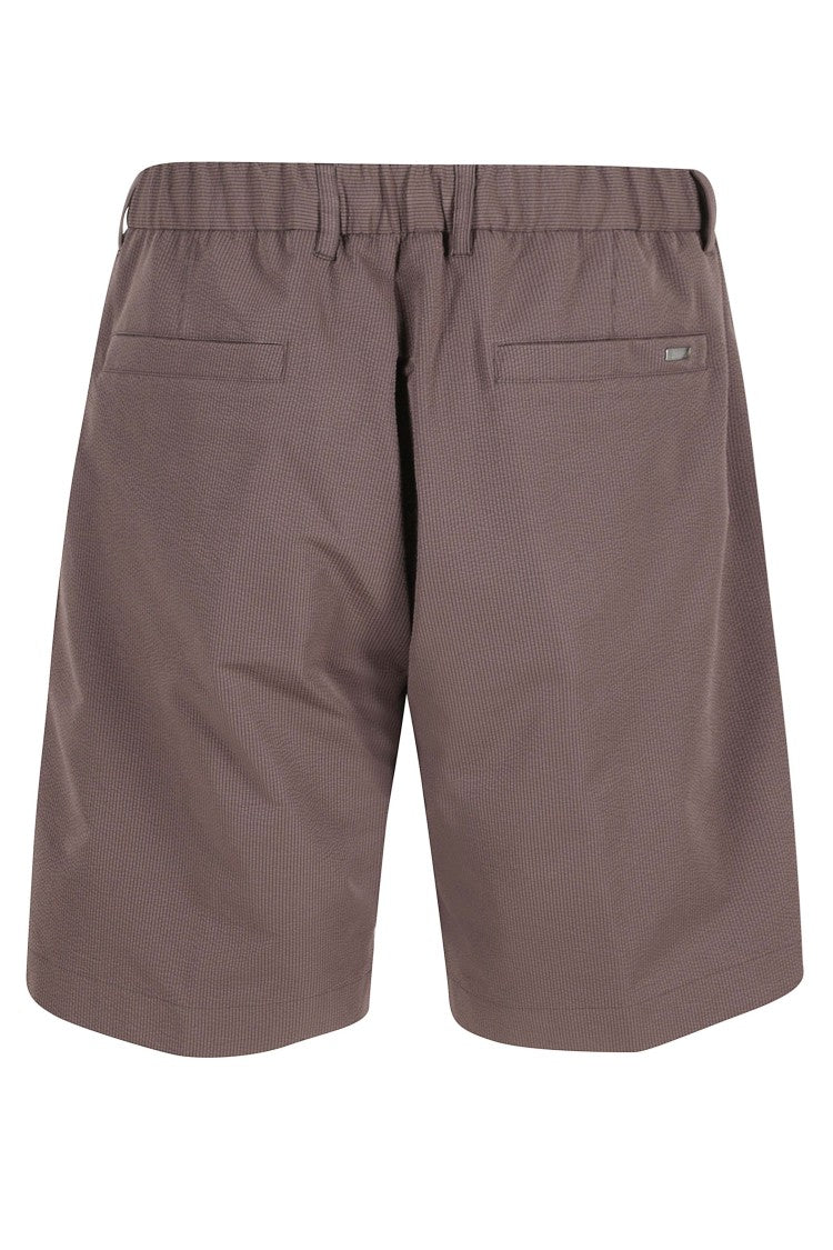 Herno Brown Bermuda Seer-Crease Seersucker Polyester Shorts