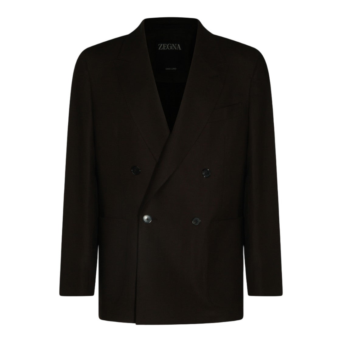 Zegna Double-Breasted Black Jacket With Classic Notch Lapel