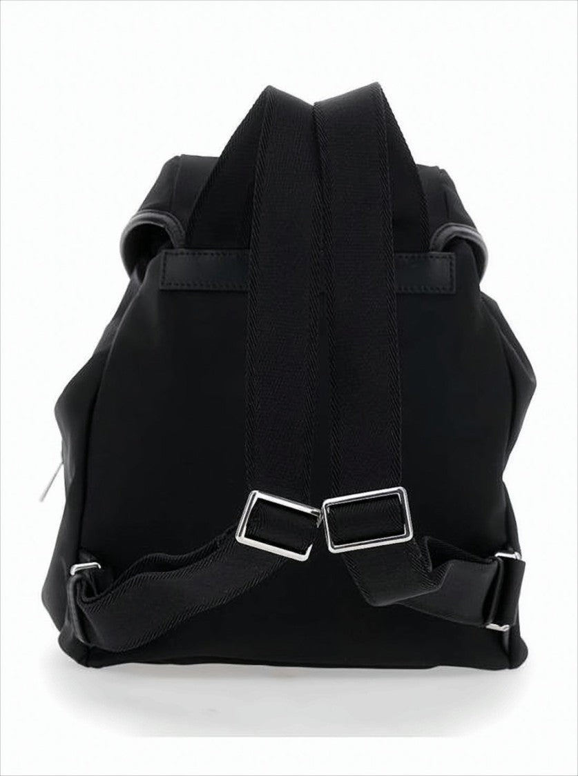 Moncler Structured Black Backpack With Metallic Accents