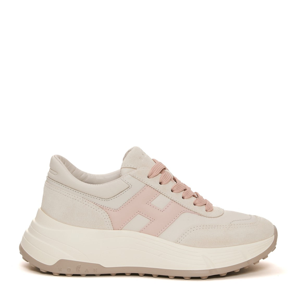 Hogan Hi Fi H Pink And Ivory Suede