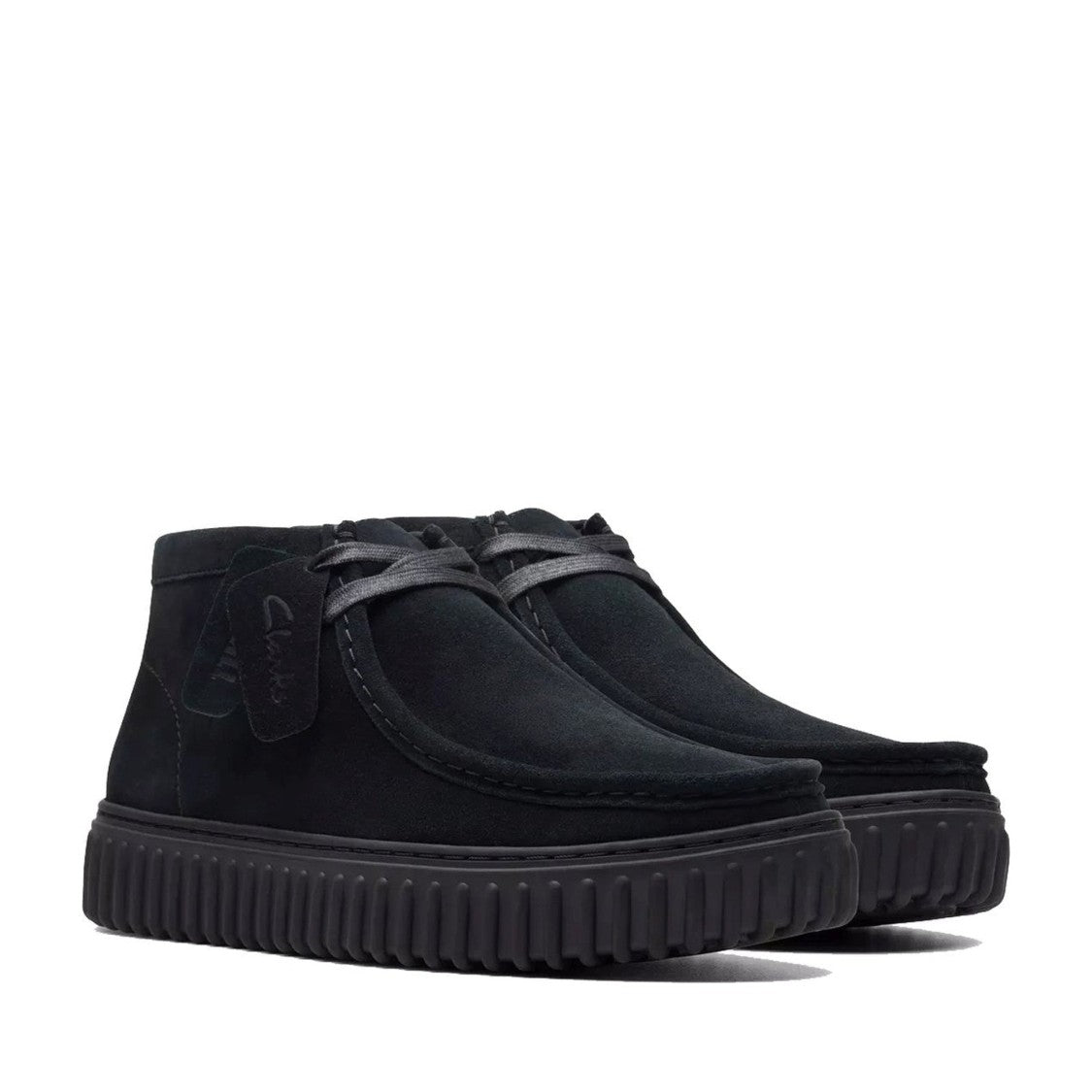 Clarks Torhill Hi Black Wedge Suede Ankle Boots