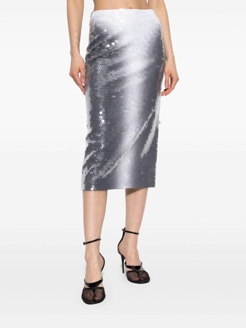 Sportmax Shimmering Sequin Skirt With Elasticated Waistband And Full Lining