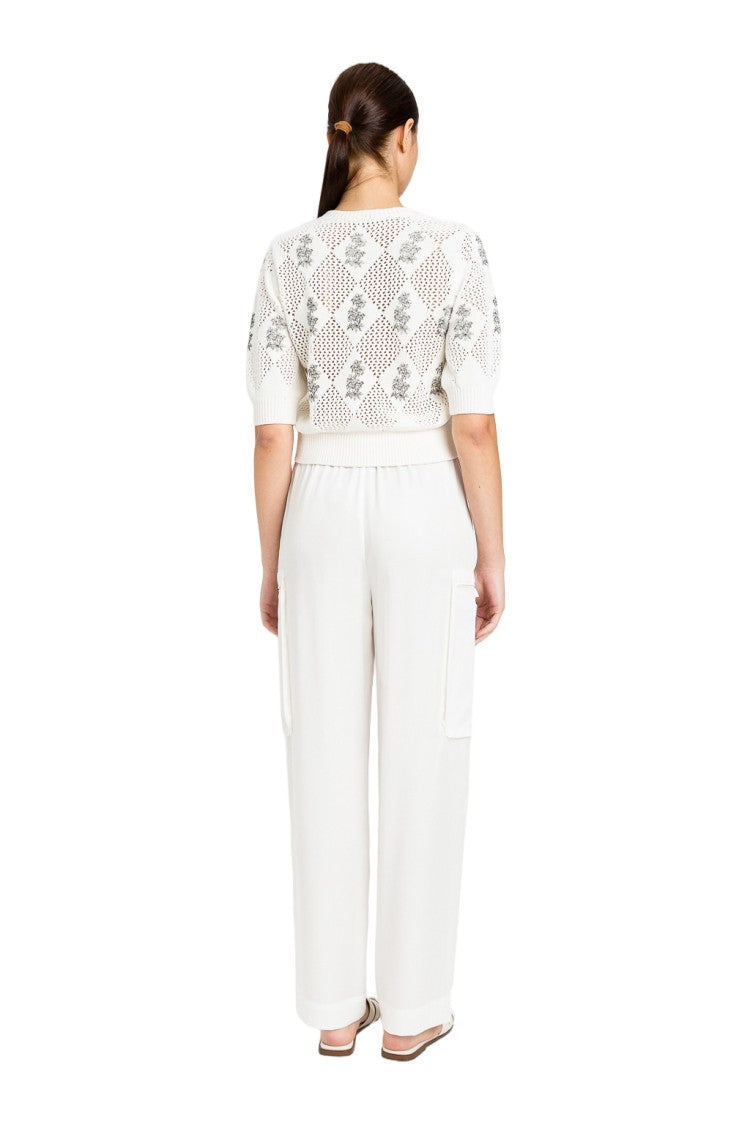 Twin-Set High-Waisted Belted Wide-Leg Cargo Pants