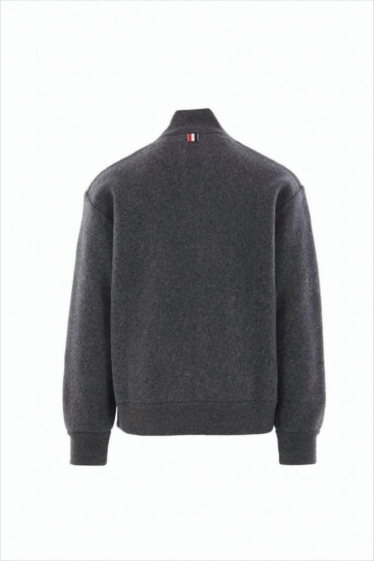 Thom Browne Wool Bomber Jacket With Minimalist Design And Tricolor Detail