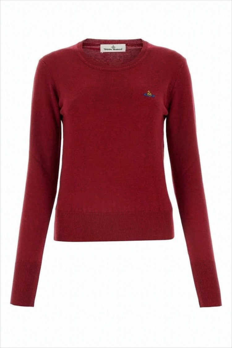 Vivienne Westwood Burgundy Cashmere-Blend Sweater With Embroidered Detail