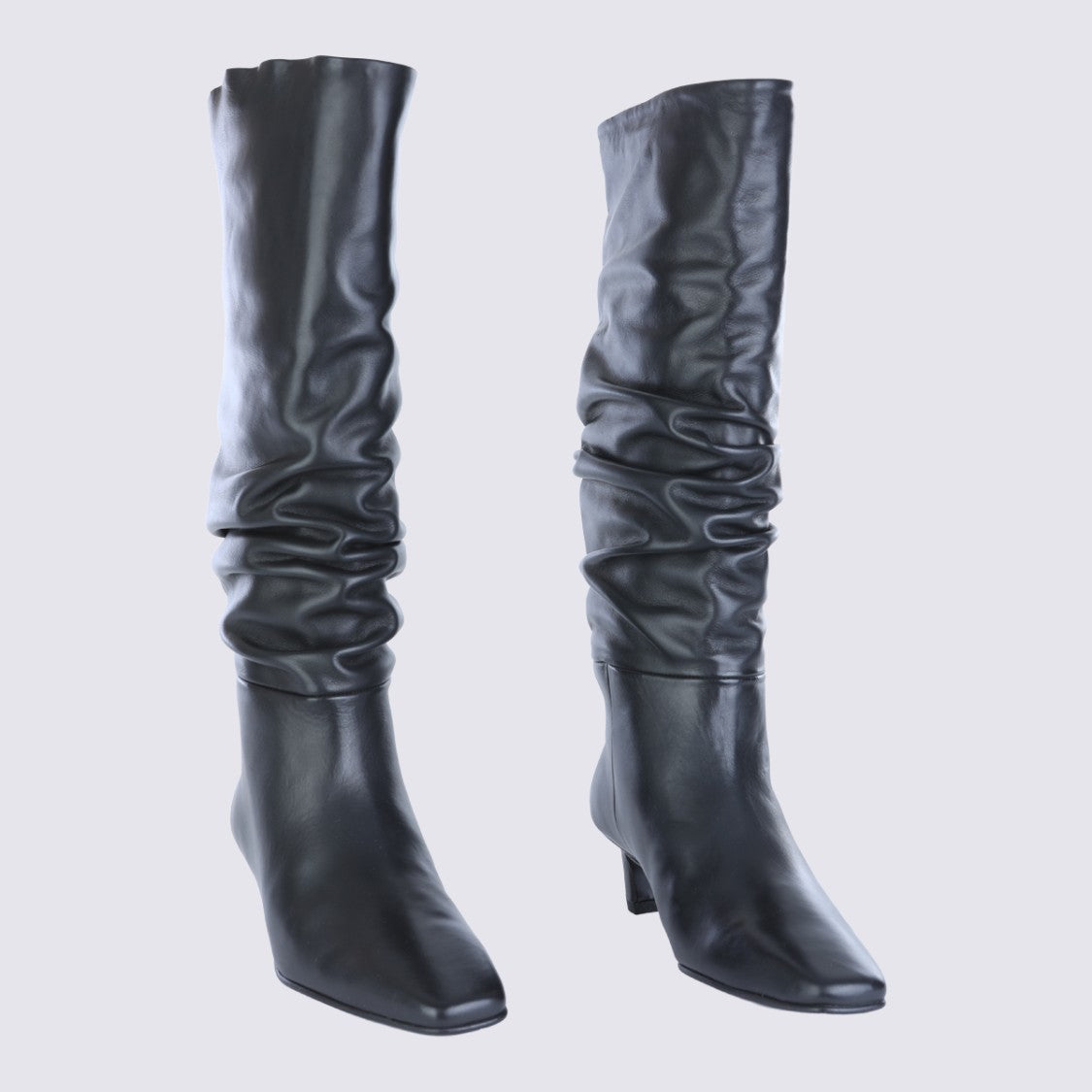 Alohas Pointed Toe Slouchy Boots With Mid-Height Kitten Heel