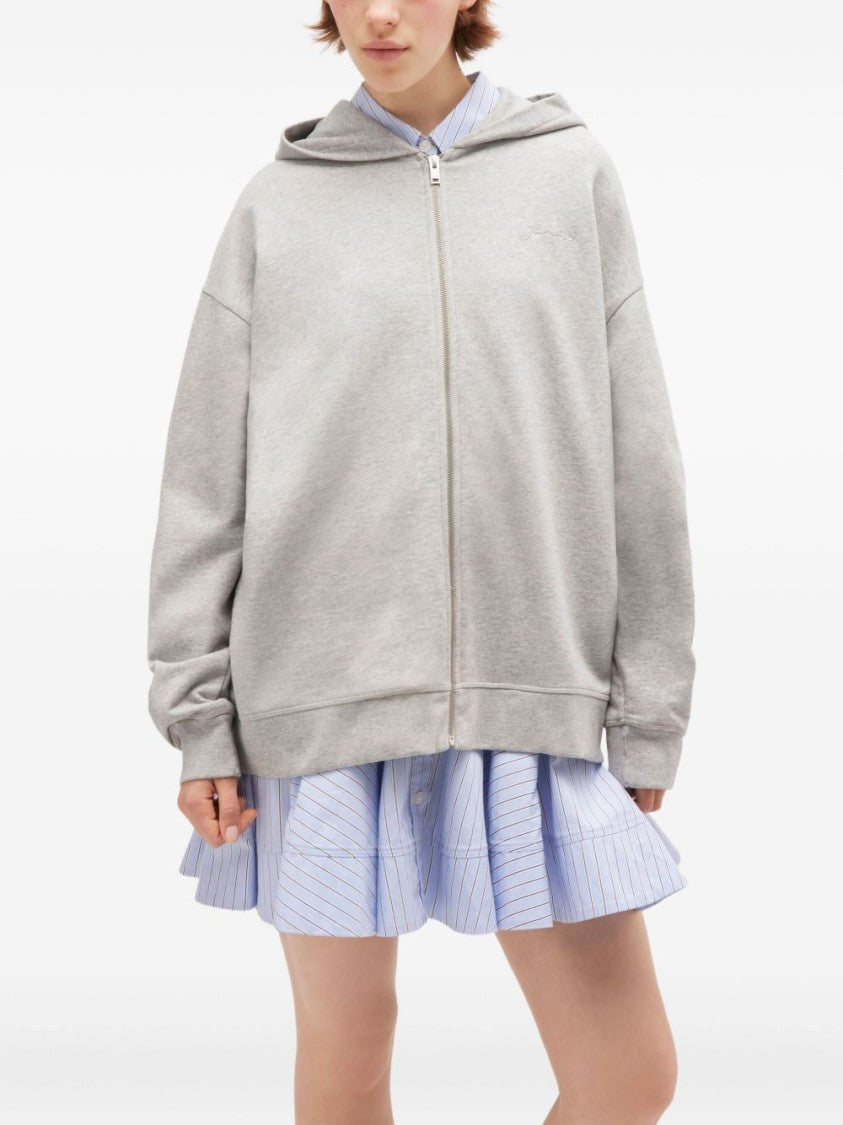 Ganni Playful Grey Zip-Up Hoodie