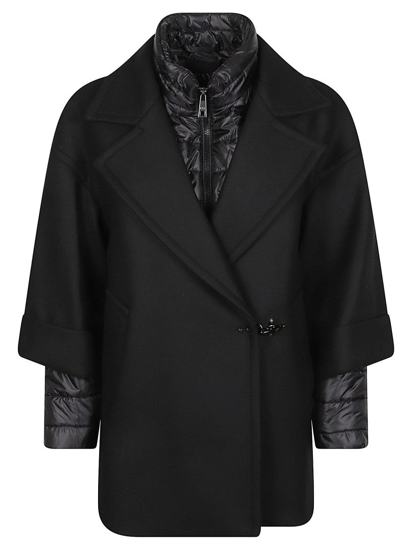 Fay Double Breasted Structured Wool-Blend Cape