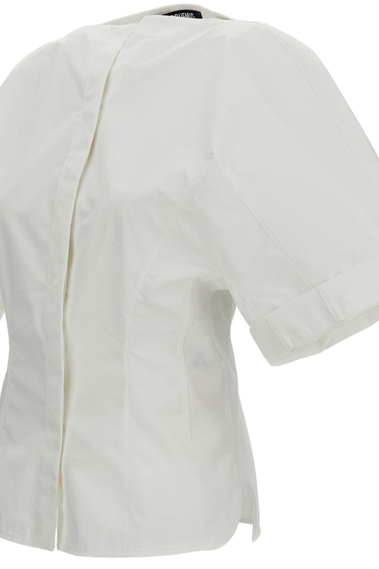 Jacquemus Cotton Poplin Shirt With Boat Neckline And Wide Sleeves