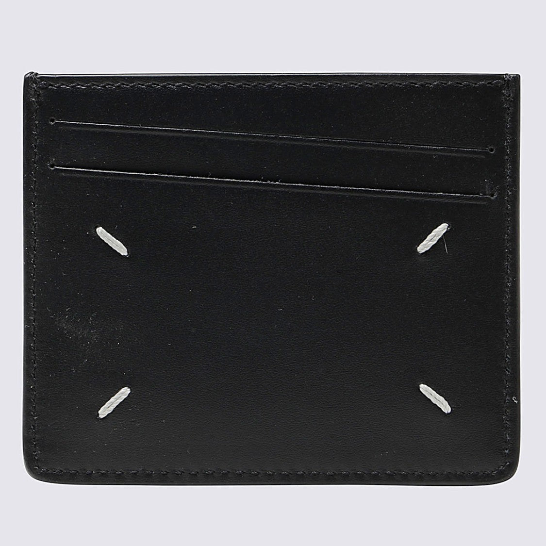 Maison Margiela Minimalist Black Wallet With Textured And Smooth Surfaces