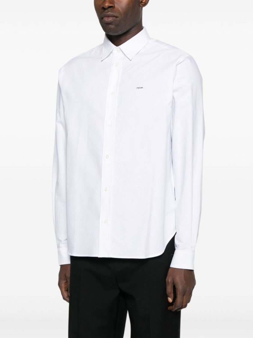 Prada Tailored White Button-Up Shirt With Pointed Collar