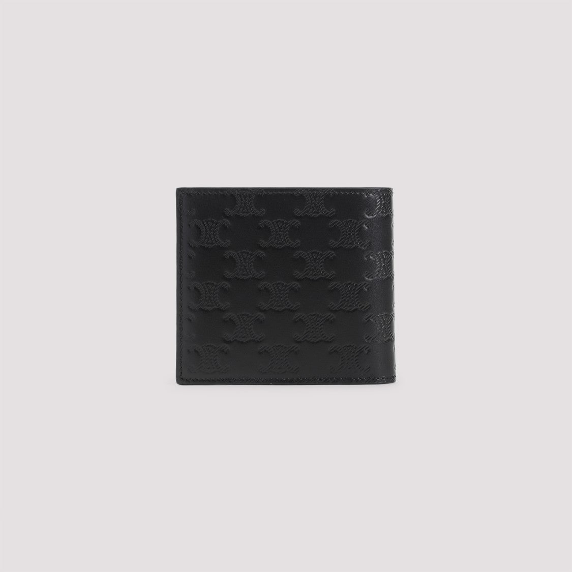 Celine Compact Black Calf Leather Clutch With Embossed Surface