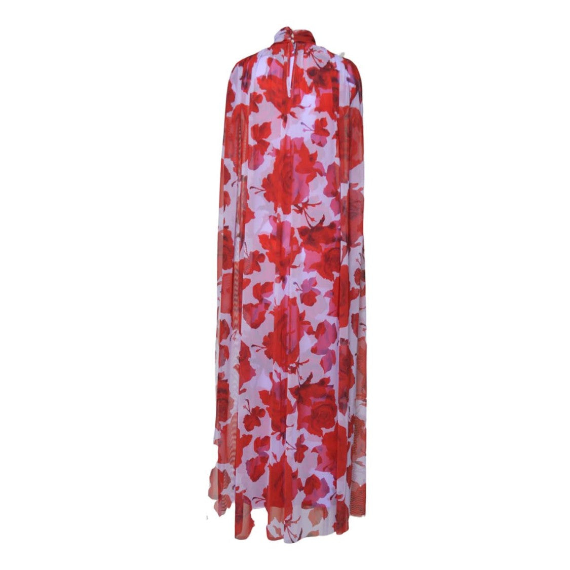 Msgm Maxi Dress With High Neckline And Cape-Like Sleeves