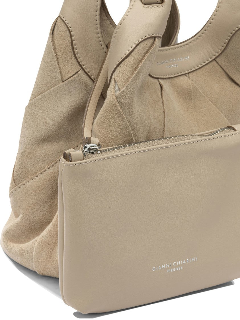 Gianni Chiarini Woven Suede And Leather Handbag With Detachable Strap